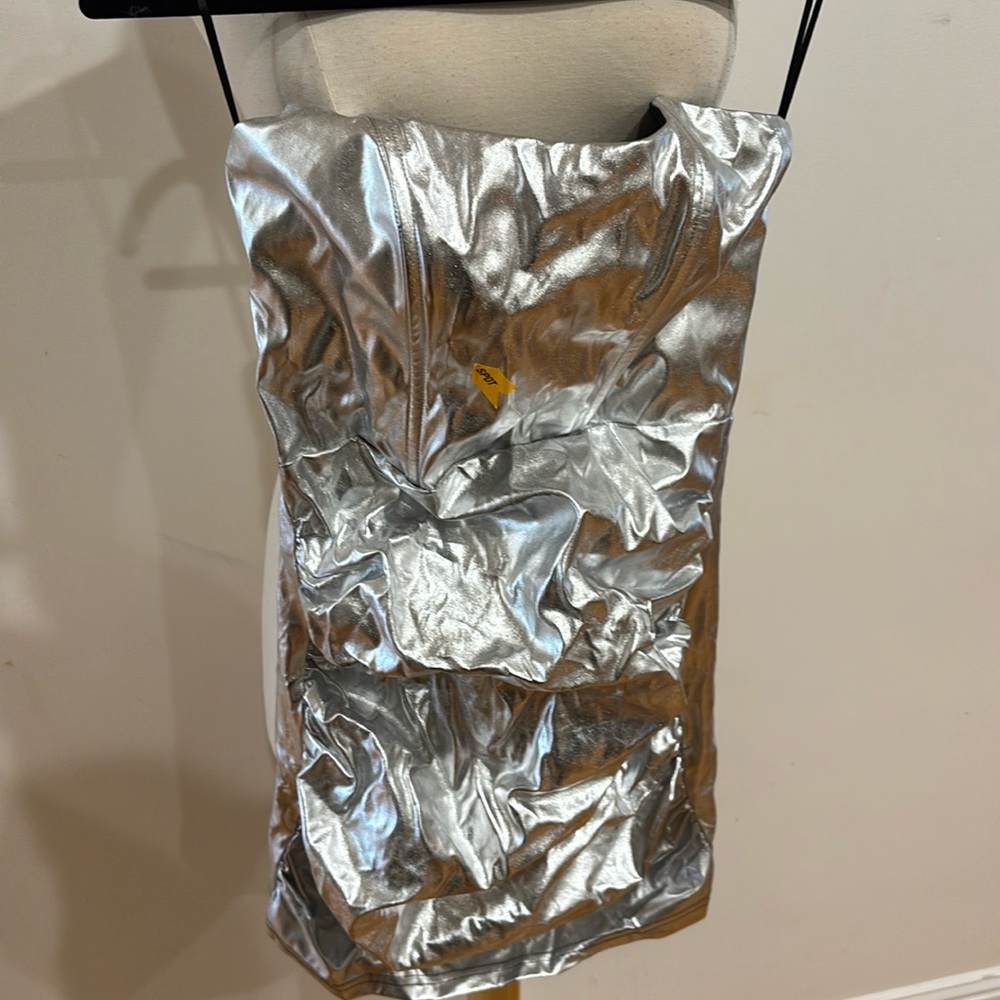 Superdown Silver Strapless Dress - image 6